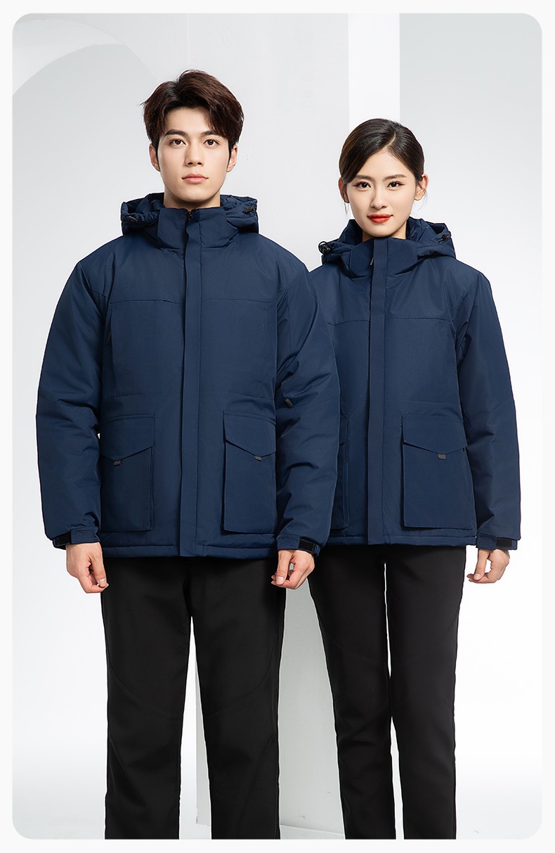 YJ-1916 冬季一体式纯色冲锋衣印LOGO男女兜盖加厚保暖外套企业团体服外套(图17)