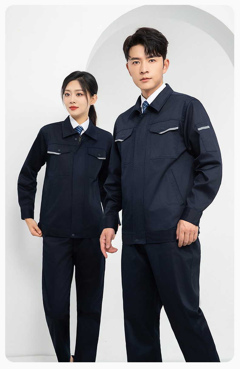 LJ-1809 秋工作服套装印字男纯色汽修长袖耐磨电焊工工装劳保服定制(图14)