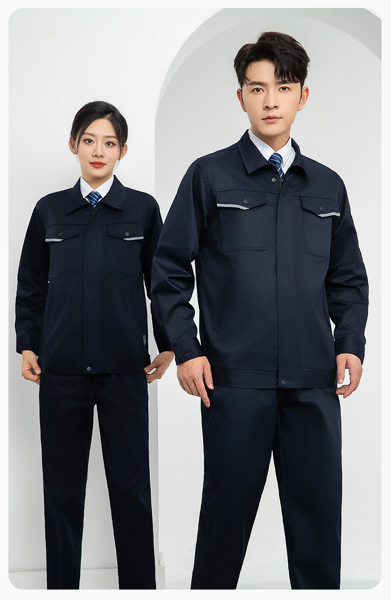 LJ-1809 秋工作服套装印字男纯色汽修长袖耐磨电焊工工装劳保服定制(图15)