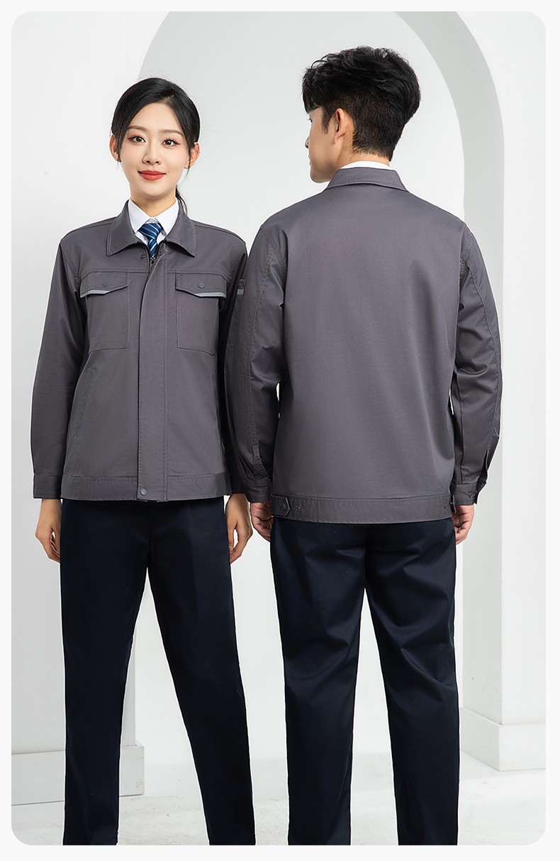 LJ-1809 秋工作服套装印字男纯色汽修长袖耐磨电焊工工装劳保服定制(图17)