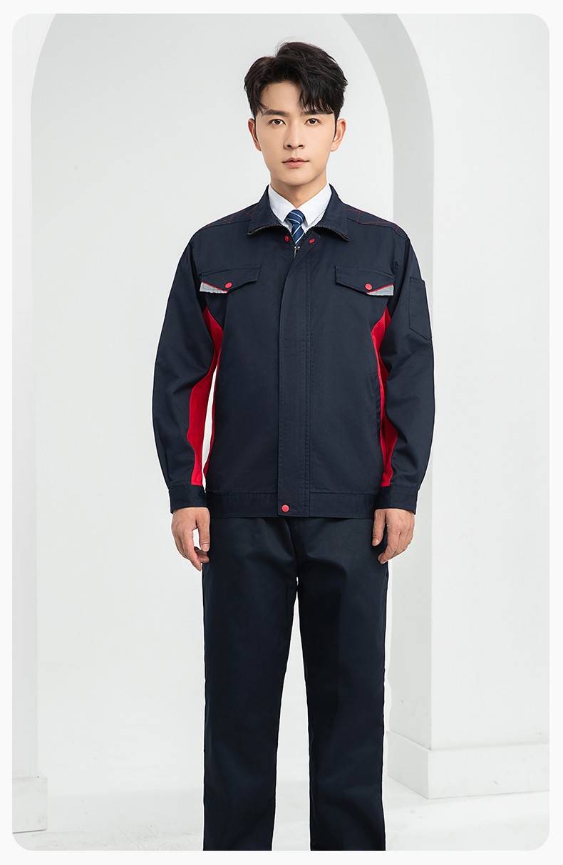 LJ-9901 春秋防静电工作服套装男拼色耐磨电焊工加油站可定制工装劳保服(图12)