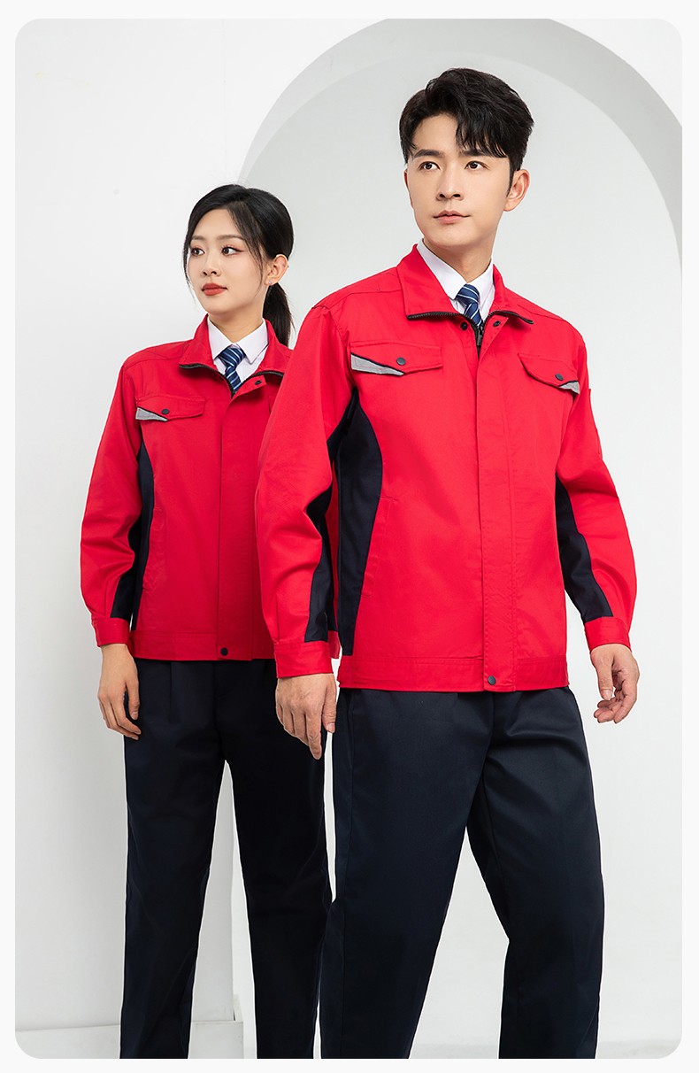 LJ-9901 春秋防静电工作服套装男拼色耐磨电焊工加油站可定制工装劳保服(图14)