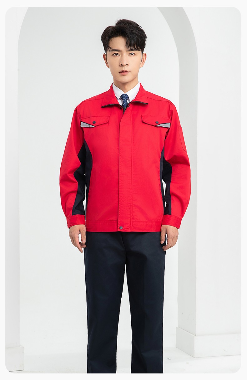 LJ-9901 春秋防静电工作服套装男拼色耐磨电焊工加油站可定制工装劳保服(图15)