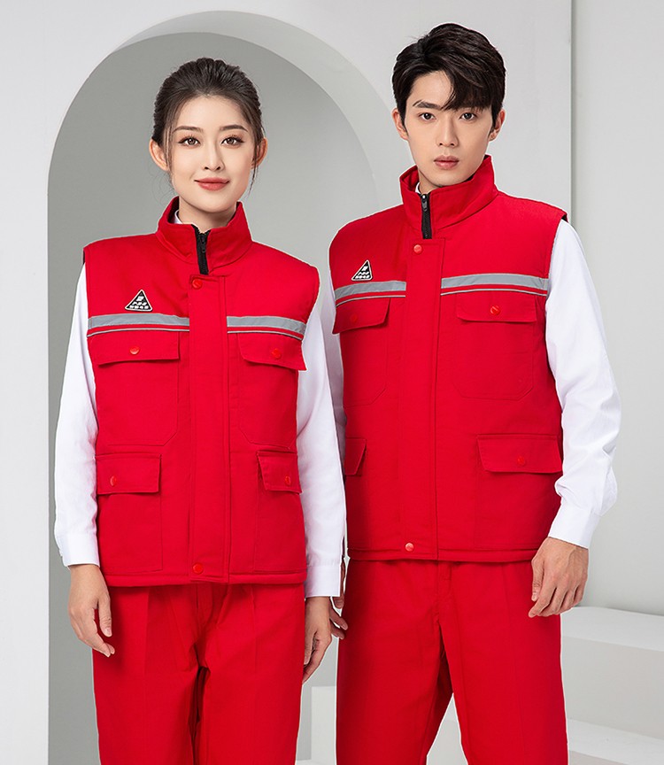 LW-9903 防静电冬季棉马甲工作服印绣字男工装棉马夹船厂汽修加厚坎肩定制(图21)