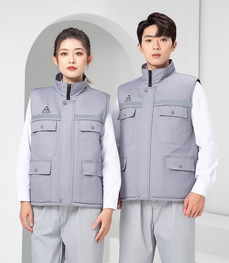 LW-9903 防静电冬季棉马甲工作服印绣字男工装棉马夹船厂汽修加厚坎肩定制(图23)