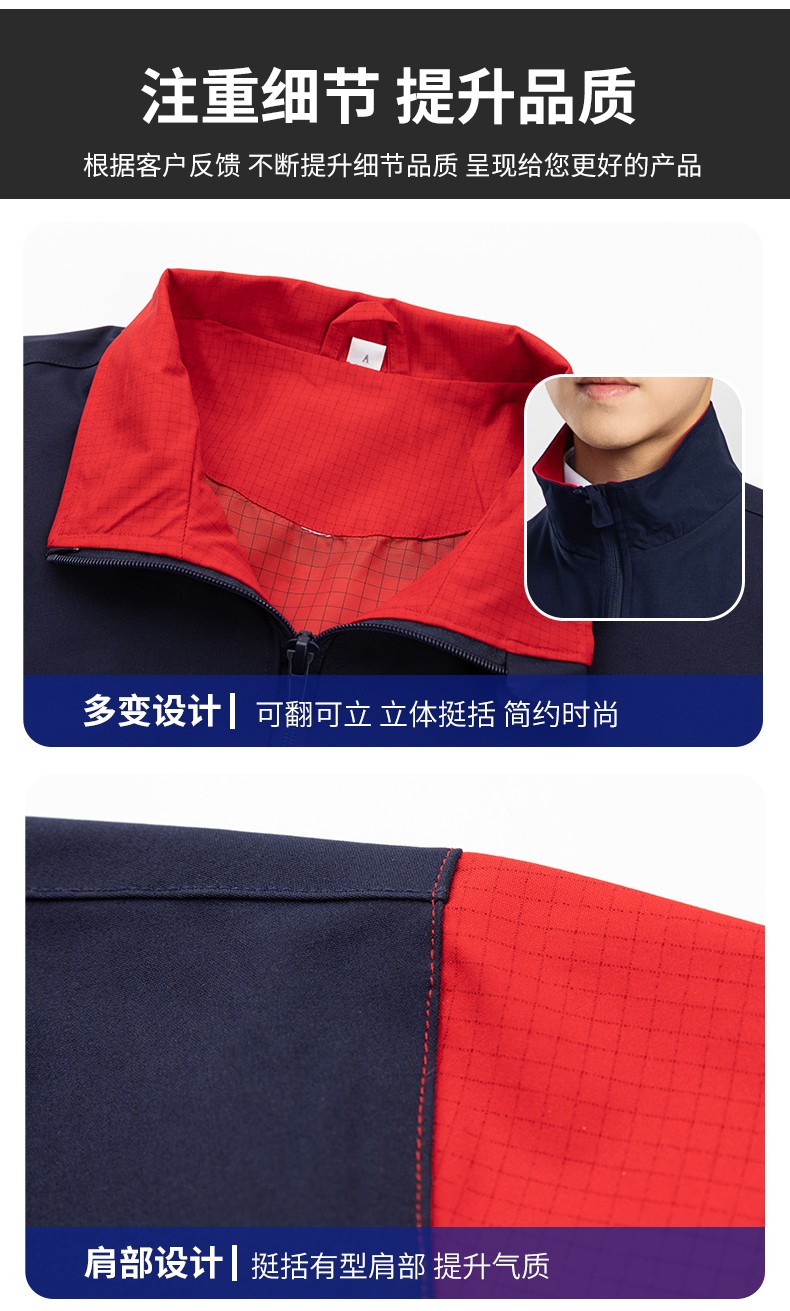 LW-8093 双层防静电套装定制男拉链款拼色中石化加油站工厂工装劳保服印字(图12)