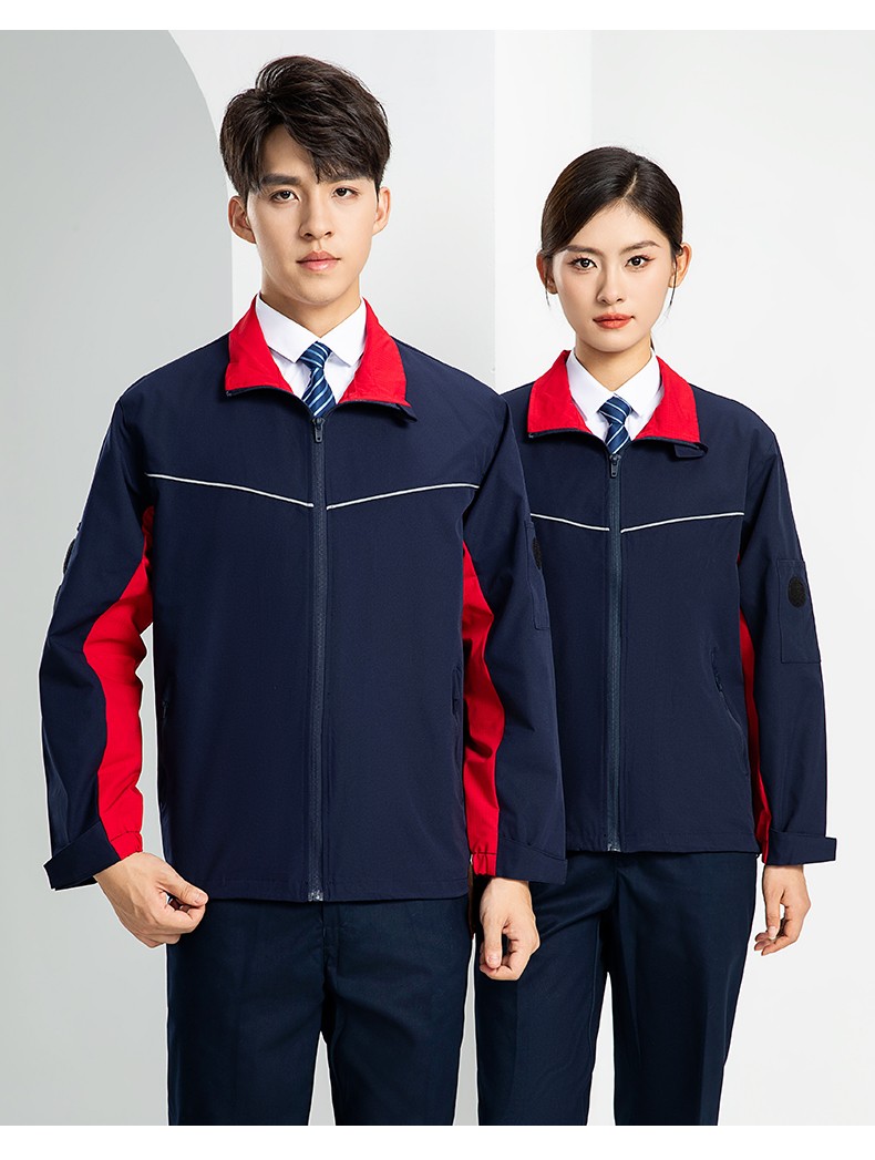 LW-8093 双层防静电套装定制男拉链款拼色中石化加油站工厂工装劳保服印字(图20)