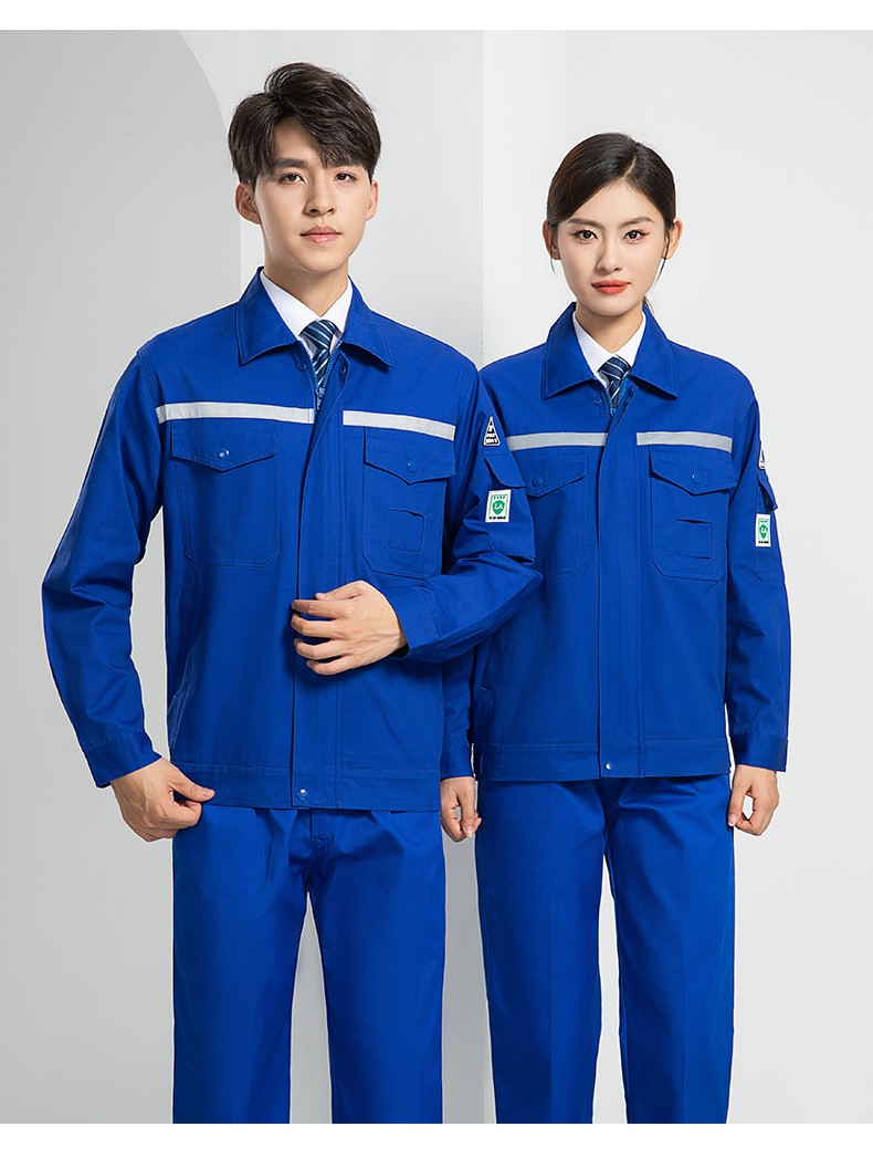 LW-8107 纯棉长袖防静电工作服套装男女电工服反光化工厂劳保服燃气站工装(图19)