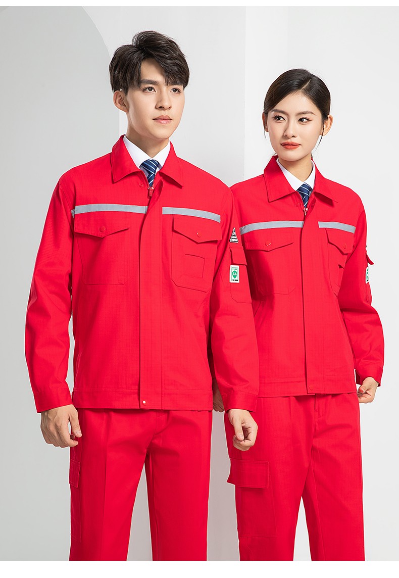 LW-8107 纯棉长袖防静电工作服套装男女电工服反光化工厂劳保服燃气站工装(图24)