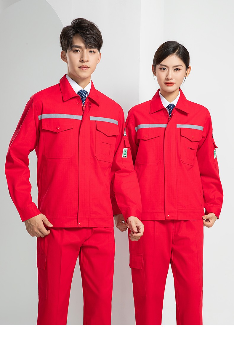 LW-8107 纯棉长袖防静电工作服套装男女电工服反光化工厂劳保服燃气站工装(图25)