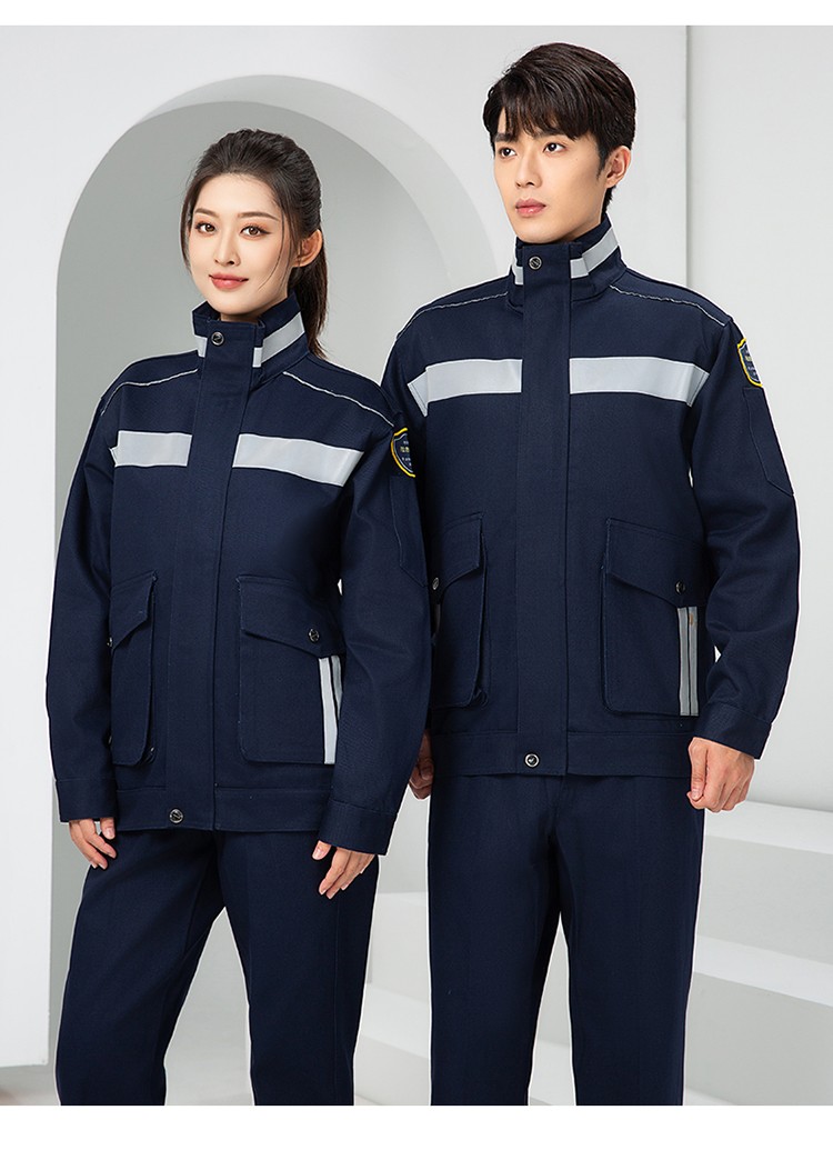 LW-8635 纯棉防阻燃春秋工作服套装男加厚耐磨工厂车间电焊焊工防烫劳保服(图18)