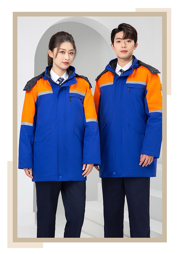 LW-8818 纯棉防静电工作服棉衣定制冷库加油站冬季中长款防寒服劳保服外套(图22)