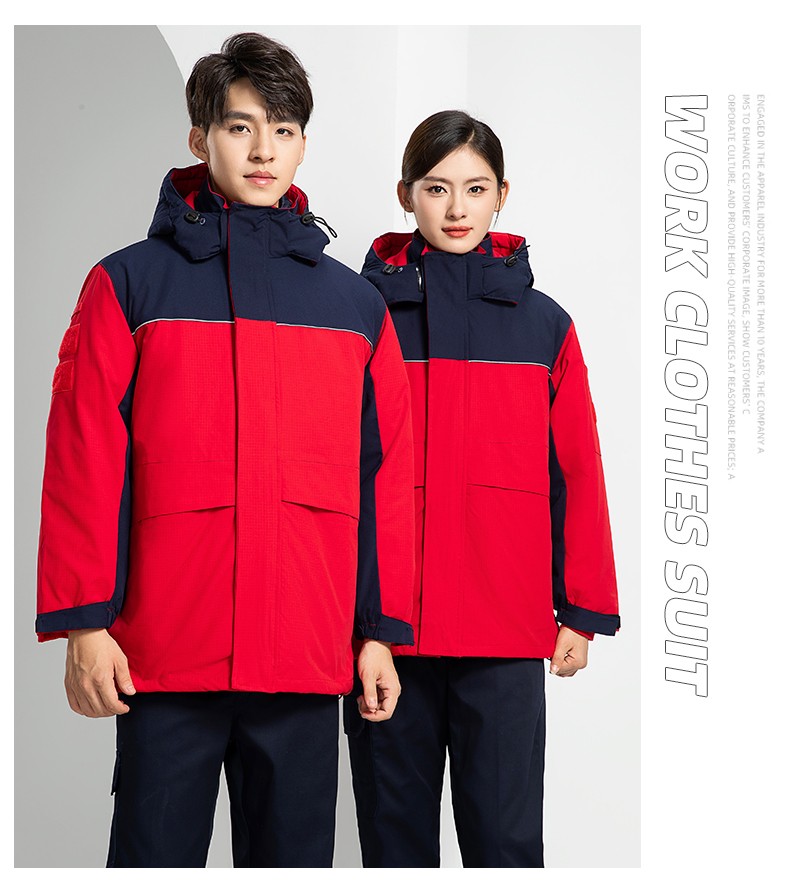 LW-8893 防静电冬季中长工作服棉服定制男工服工装加油站电工劳保服上衣(图18)