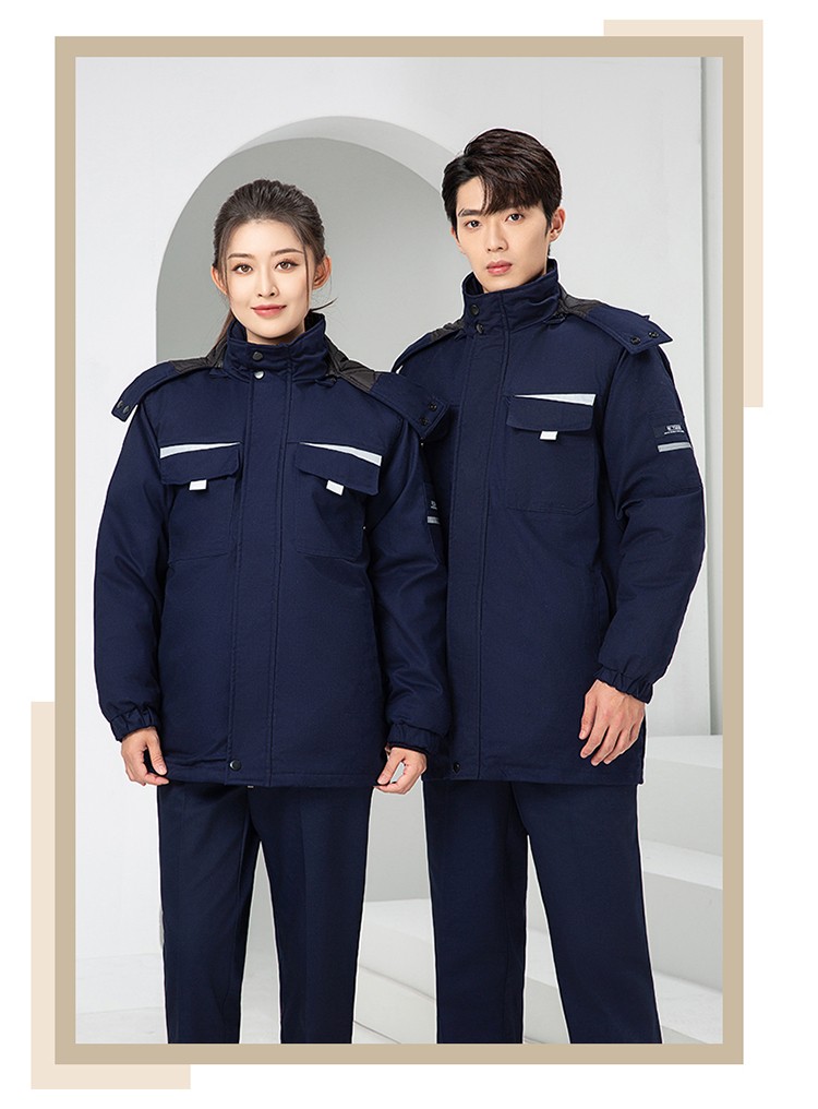 LW-8826Z 冬季工作服定制加厚保暖中长防寒冷库物业车间印绣字可拆卸棉服(图22)