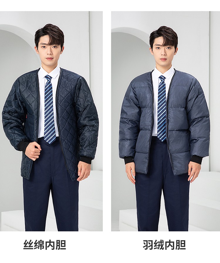 LW-8826ZY 冬季羽绒工作服定制加厚保暖中长防寒冷库物业车间印绣字可拆卸棉服(图26)