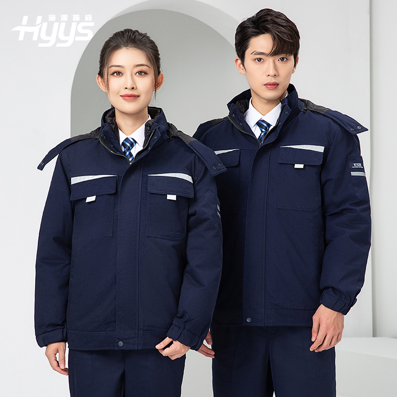 LW-8826 冬季可拆卸工作服棉袄工厂车间员工劳保服加绒加厚棉服工装定制