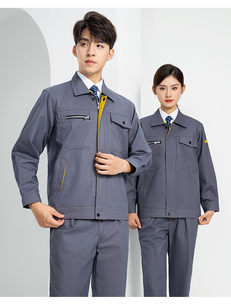 LW-8067 高端工作服套装定制男春秋长袖车间工人夹克劳保服工装上衣印绣字(图18)