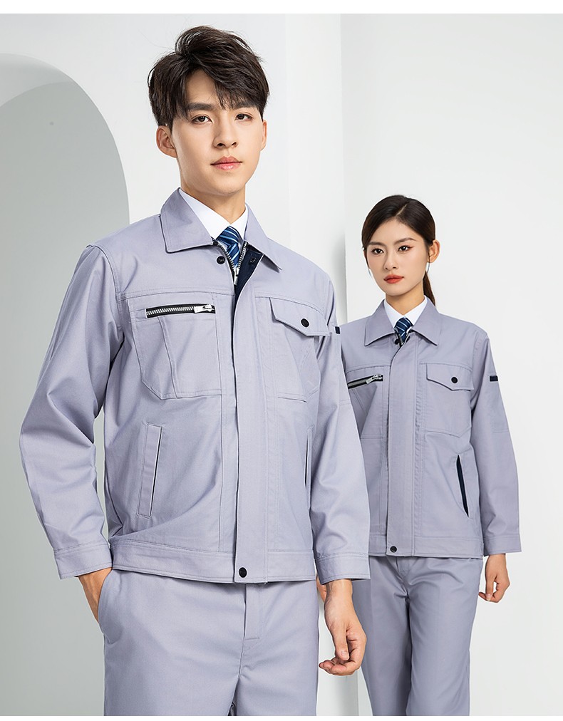LW-8067 高端工作服套装定制男春秋长袖车间工人夹克劳保服工装上衣印绣字(图22)