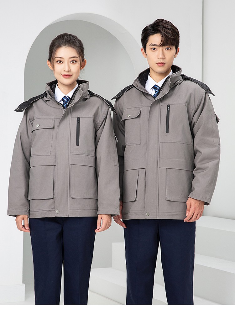 LW-8835 冬季纯棉可拆卸工作服棉服定制印字防寒服冷库棉工人车间加厚棉衣(图18)