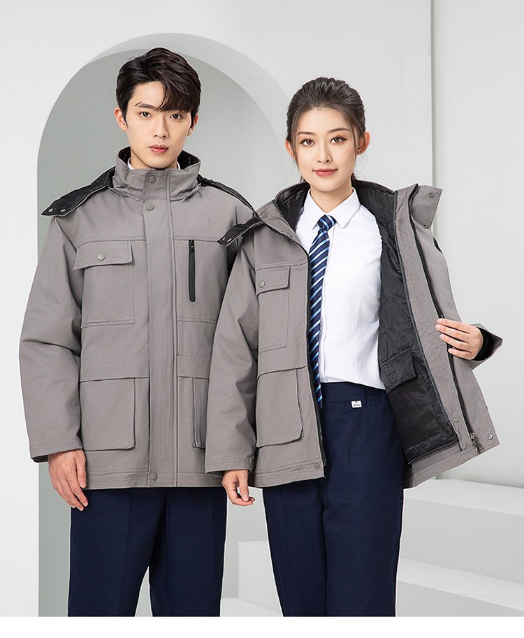 LW-8835 冬季纯棉可拆卸工作服棉服定制印字防寒服冷库棉工人车间加厚棉衣(图19)