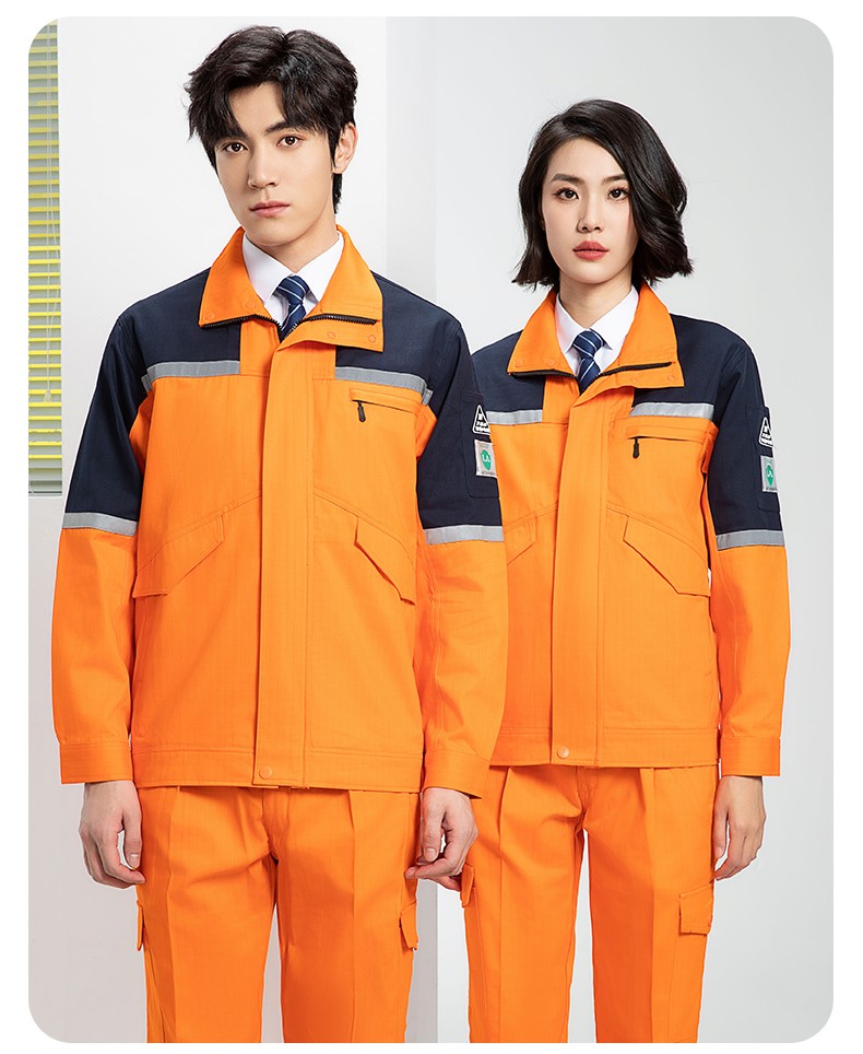 YJ-8007 防静电工作服男纯棉拼色套装春秋汽车机修服车间工厂劳保服定制(图20)