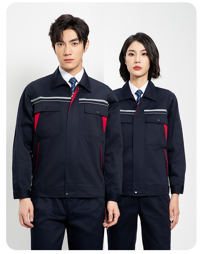 YJ-8005 春秋长袖工作服套装男双反光条加油站石油电子化工厂劳保服定制(图18)