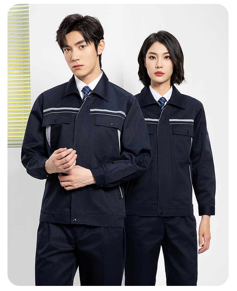 YJ-8005 春秋长袖工作服套装男双反光条加油站石油电子化工厂劳保服定制(图20)