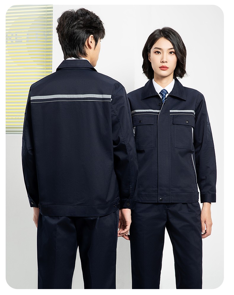 YJ-8005 春秋长袖工作服套装男双反光条加油站石油电子化工厂劳保服定制(图22)