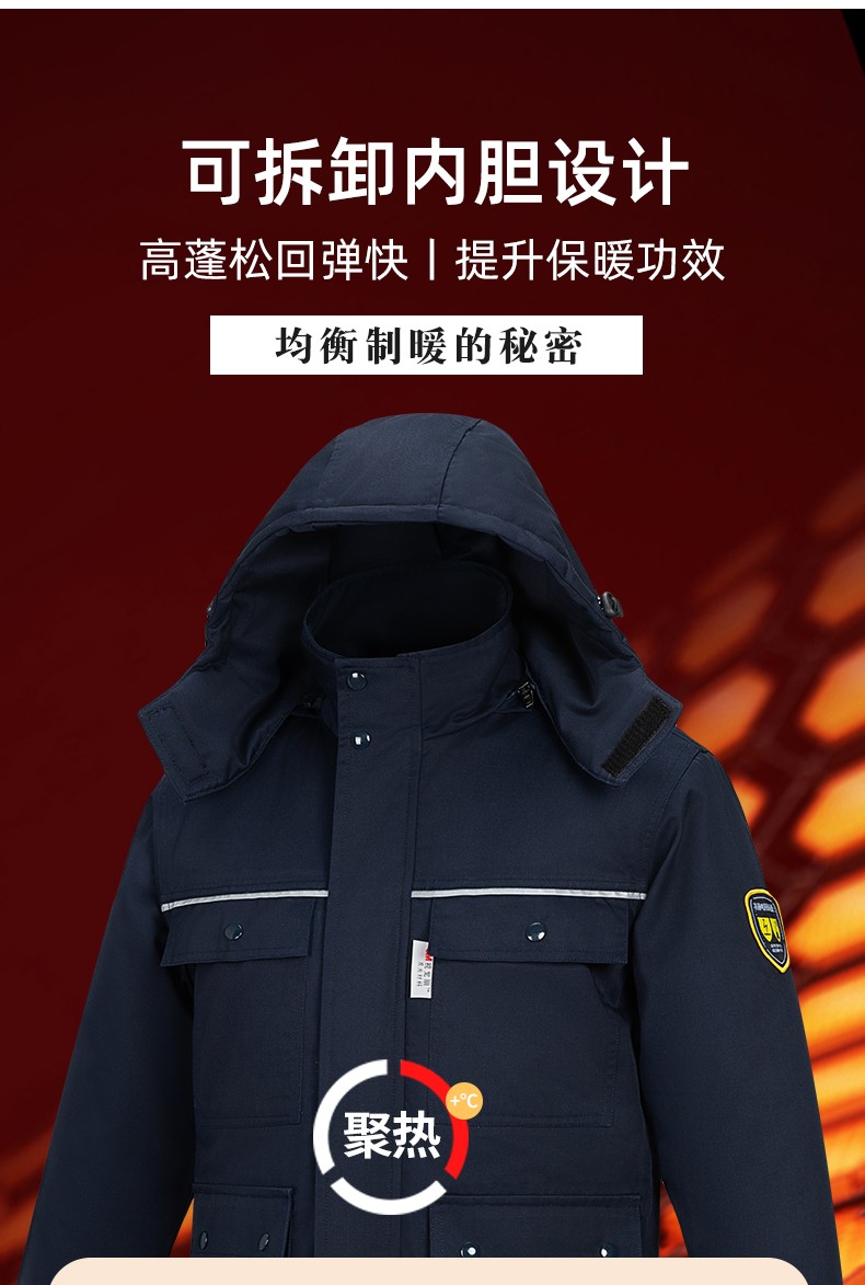 YJ-1305 冬季工作服棉衣男耐磨加绒加厚石油化工防静电防酸碱劳保棉服外套(图7)