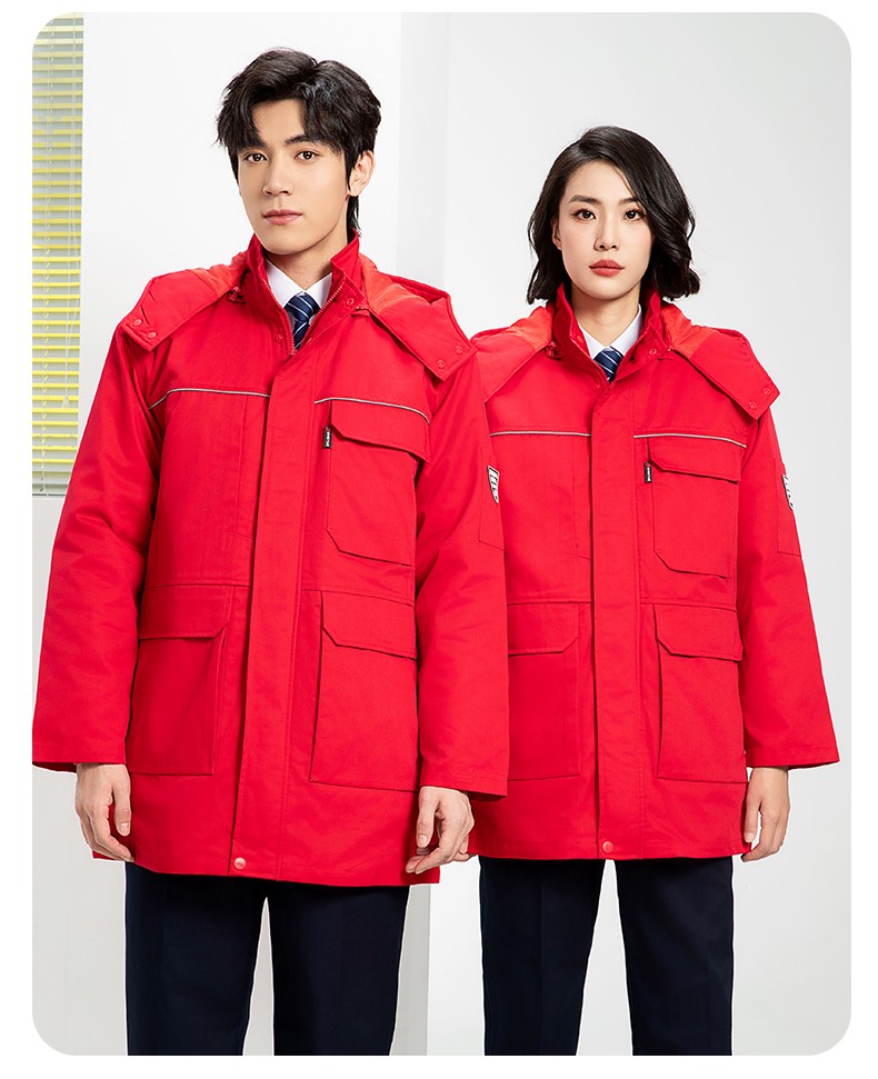 YJ-8824 冬季防静电棉服男可拆卸纯色加厚防寒保暖外套车间工厂团体服定制(图22)