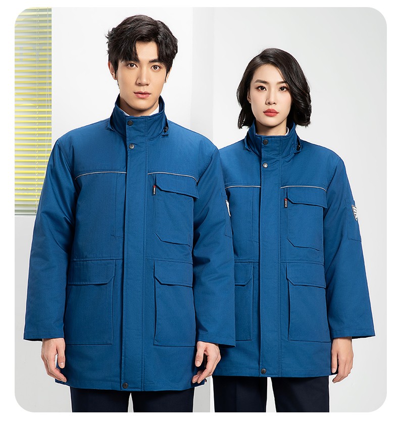 YJ-8824 冬季防静电棉服男可拆卸纯色加厚防寒保暖外套车间工厂团体服定制(图25)