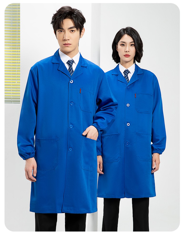 YJ-2301 纯色大褂长袖工作服纯色电子厂男女防尘食品厂大褂定制(图19)