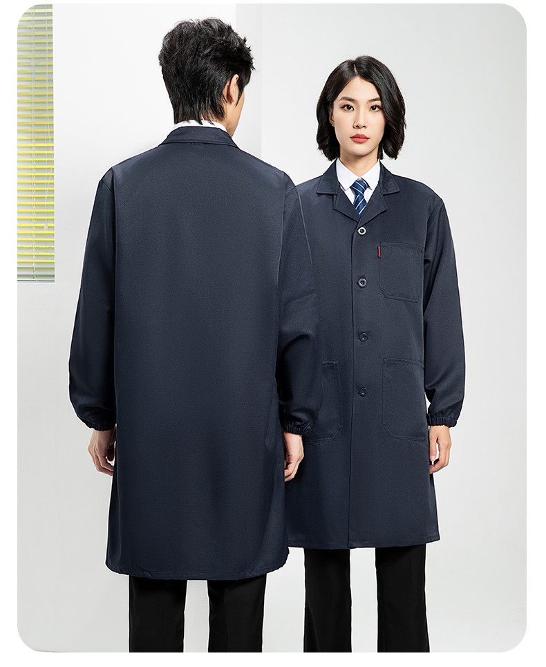 YJ-2301 纯色大褂长袖工作服纯色电子厂男女防尘食品厂大褂定制(图17)