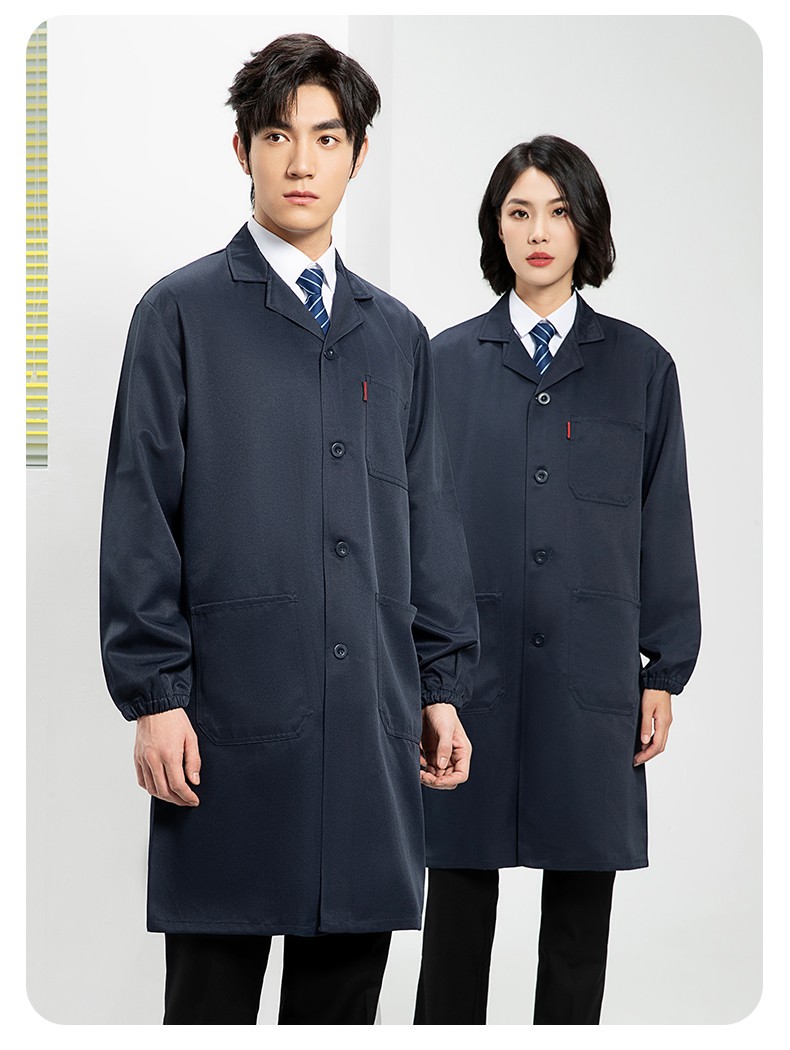 YJ-2301 纯色大褂长袖工作服纯色电子厂男女防尘食品厂大褂定制(图16)