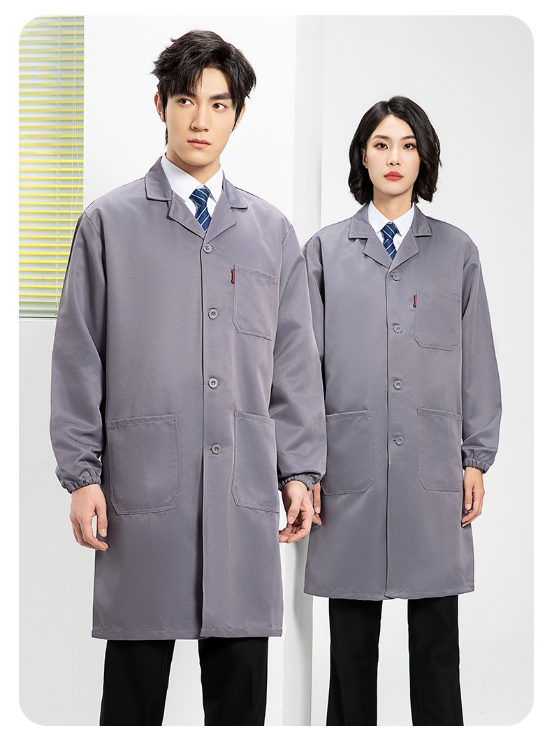 YJ-2301 纯色大褂长袖工作服纯色电子厂男女防尘食品厂大褂定制(图22)