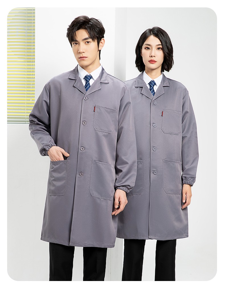 YJ-2301 纯色大褂长袖工作服纯色电子厂男女防尘食品厂大褂定制(图21)