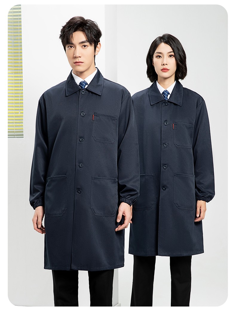 YJ-2302 纯色翻领大褂工作服大褂仓库搬运装卸服饲养员防尘罩衣食品厂服(图16)