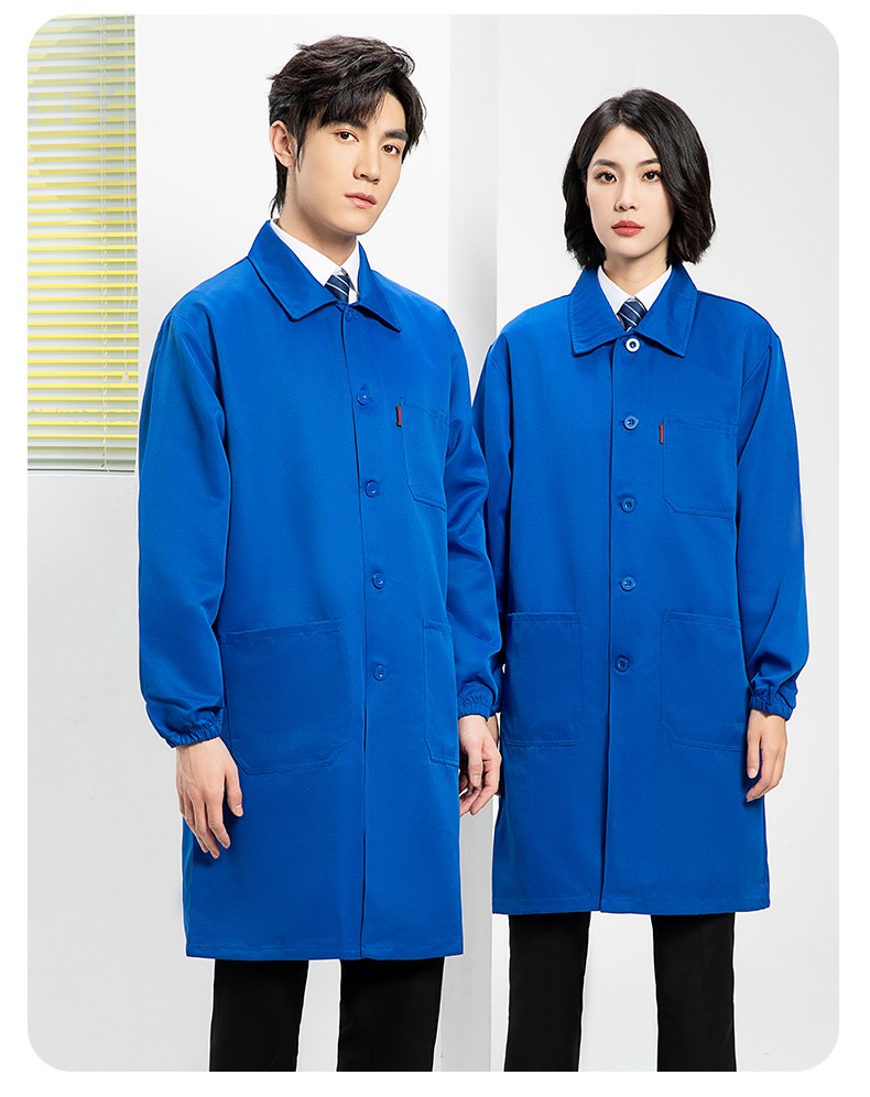 YJ-2302 纯色翻领大褂工作服大褂仓库搬运装卸服饲养员防尘罩衣食品厂服(图19)