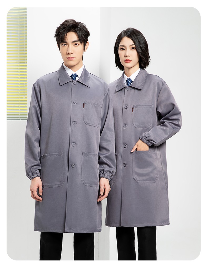 YJ-2302 纯色翻领大褂工作服大褂仓库搬运装卸服饲养员防尘罩衣食品厂服(图21)