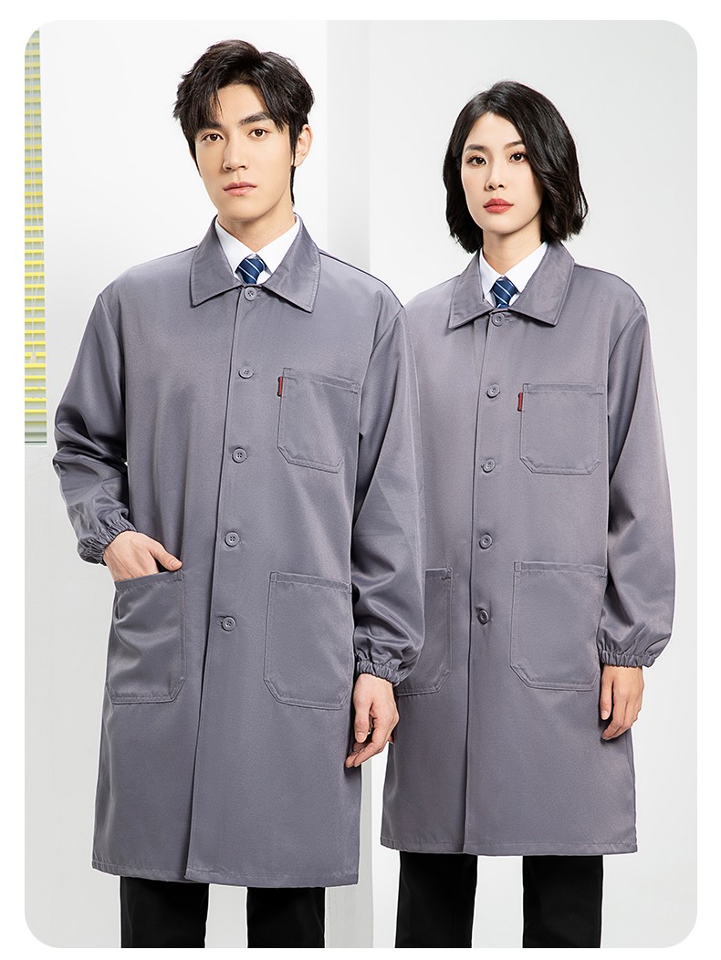 YJ-2302 纯色翻领大褂工作服大褂仓库搬运装卸服饲养员防尘罩衣食品厂服(图22)