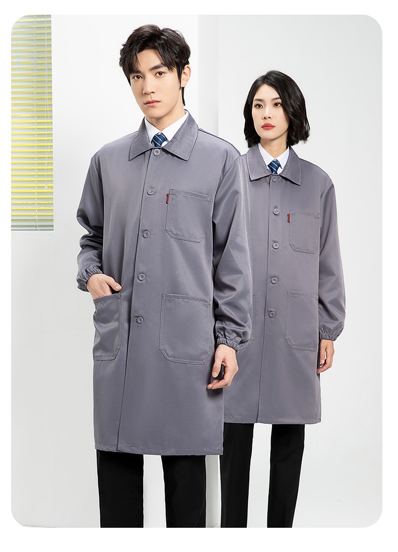 YJ-2302 纯色翻领大褂工作服大褂仓库搬运装卸服饲养员防尘罩衣食品厂服(图23)