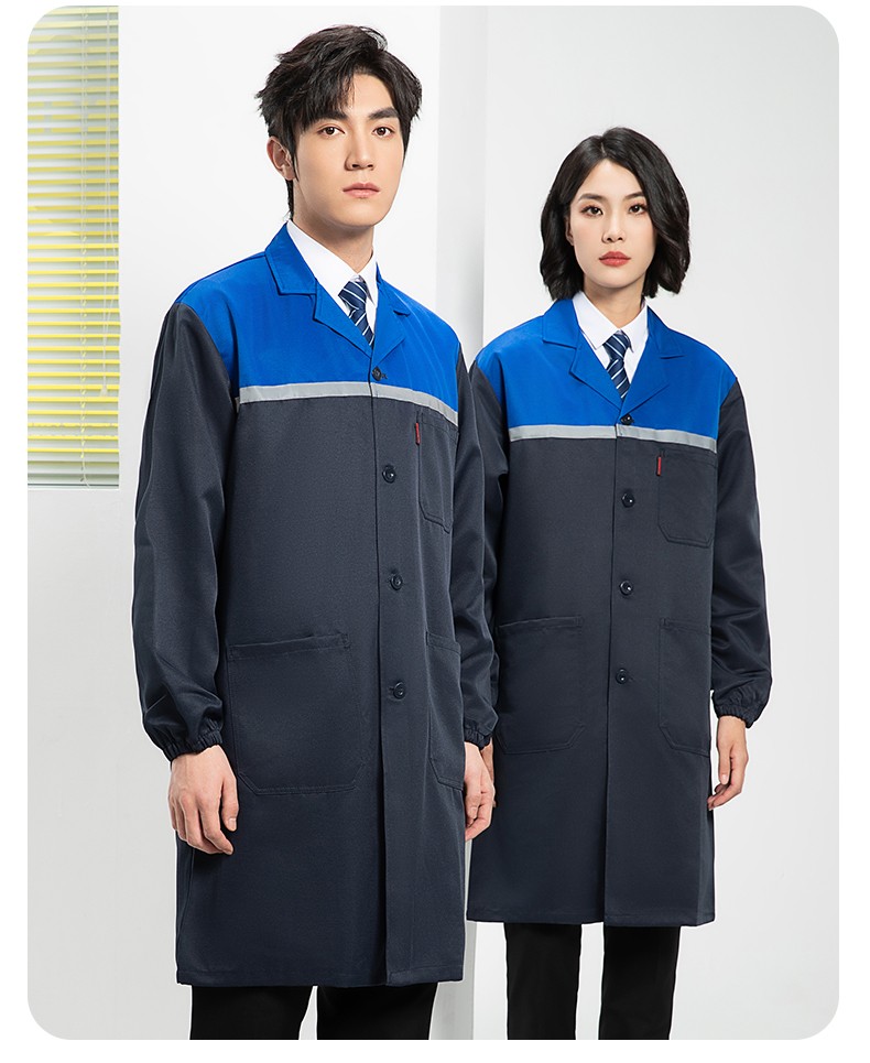 YJ-2303 拼色大褂长款工作服电子白男女仓库搬运大褂劳保食品厂大褂定制(图18)