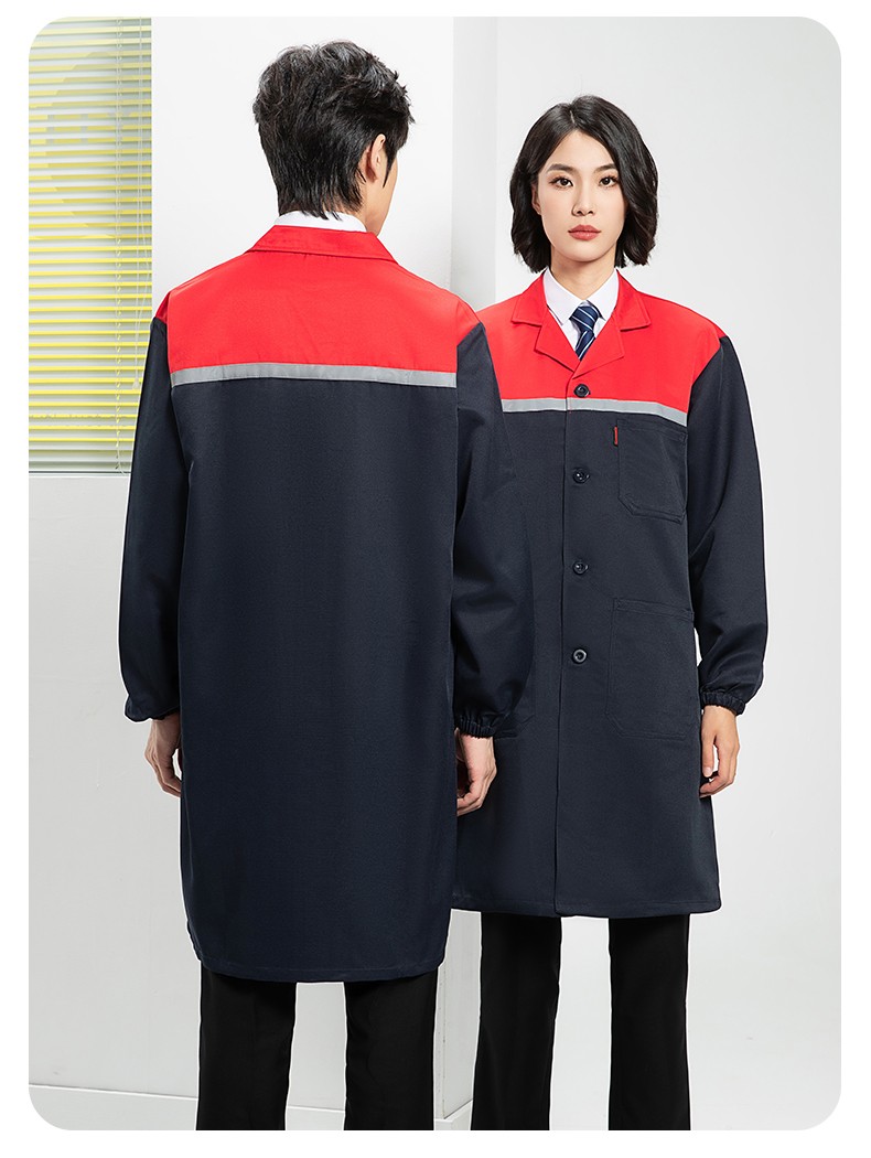 YJ-2303 拼色大褂长款工作服电子白男女仓库搬运大褂劳保食品厂大褂定制(图17)