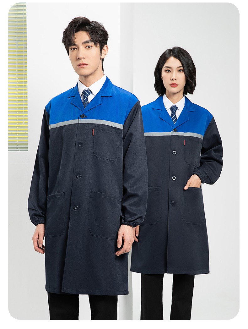 YJ-2303 拼色大褂长款工作服电子白男女仓库搬运大褂劳保食品厂大褂定制(图19)