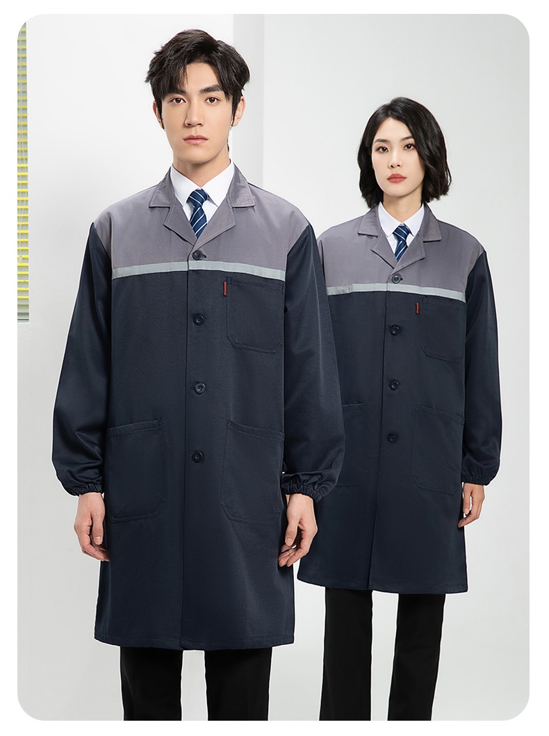 YJ-2303 拼色大褂长款工作服电子白男女仓库搬运大褂劳保食品厂大褂定制(图21)