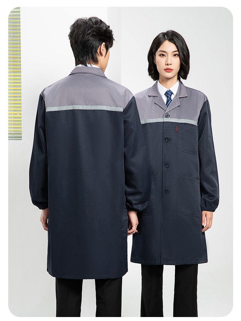 YJ-2303 拼色大褂长款工作服电子白男女仓库搬运大褂劳保食品厂大褂定制(图23)