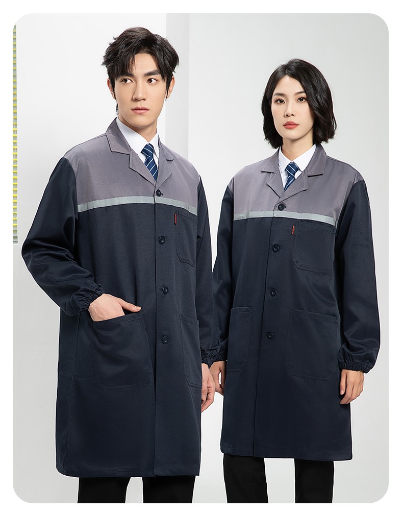 YJ-2303 拼色大褂长款工作服电子白男女仓库搬运大褂劳保食品厂大褂定制(图22)