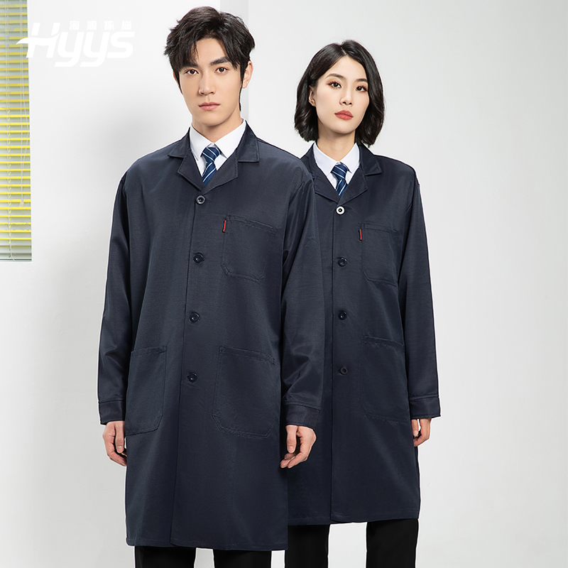 YJ-2305 防静电大褂长袖工作服纯色电子厂男女防尘食品厂防静电大褂定制