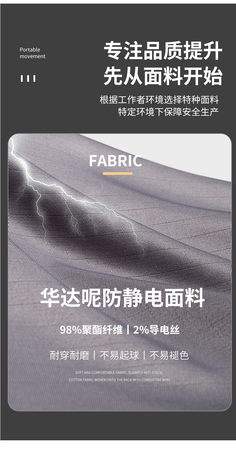 YJ-2305 防静电大褂长袖工作服纯色电子厂男女防尘食品厂防静电大褂定制(图6)