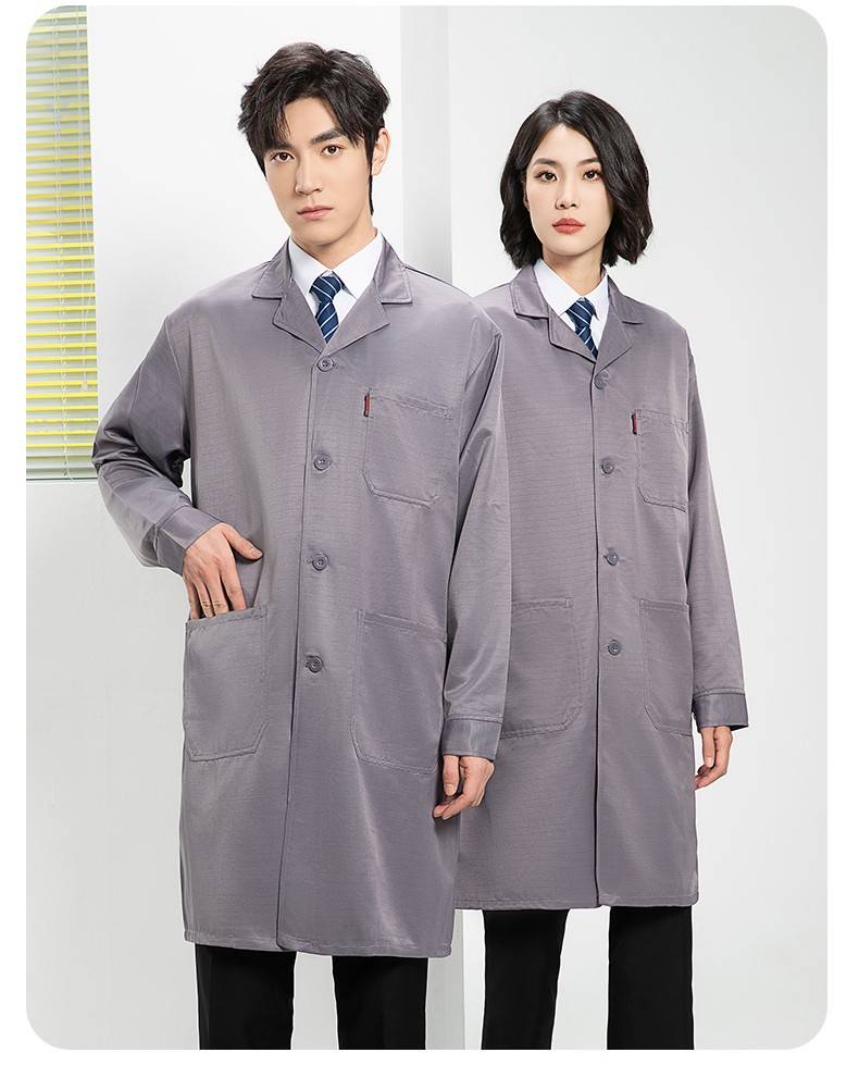 YJ-2305 防静电大褂长袖工作服纯色电子厂男女防尘食品厂防静电大褂定制(图15)